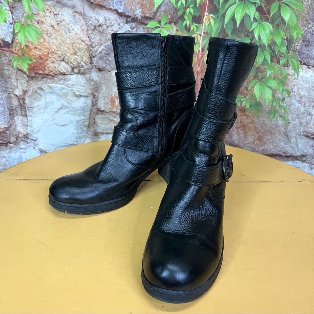 BOC Black Leather Mid Calf Buckle Boots, 9.5/41 EU - Picture 3 of 11